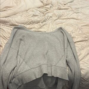 Aerie Gray Off-the-Shoulder Sweater Relaxed Knit